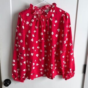 J. Crew Red Floral Women's Top